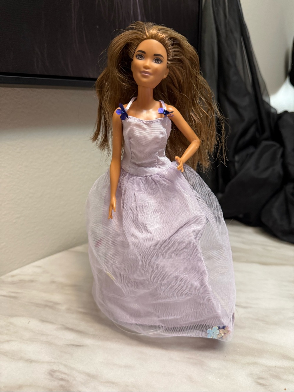 Barbie Mattel petite medium skin tone brown hair doll Vintage spring gown